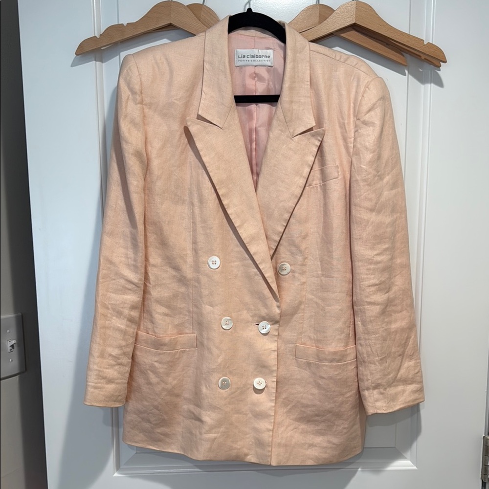 Vintage Linen Blazer in Light Pink by Liz Claiborne